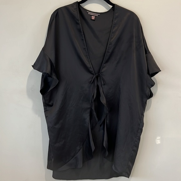 Victoria's Secret Other - Victorias Secret front tie robe with ruffle detail on front & sleeves silky feel